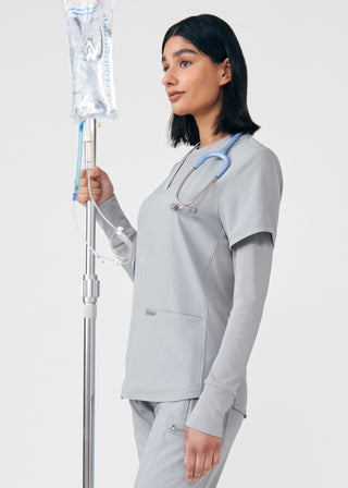 Gray Forward 3-Pocket V-Neck Top Scrubs