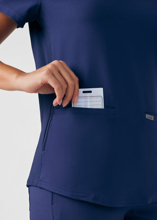 Navy Forward 3-Pocket V-Neck Top Scrubs