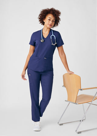 Navy Forward 3-Pocket V-Neck Top Scrubs