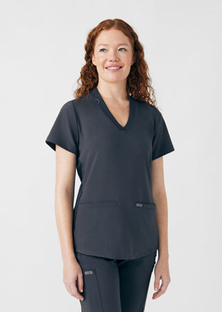 Pewter Forward 3-Pocket V-Neck Top Scrubs