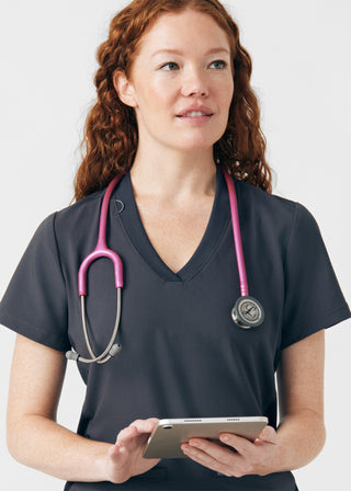 Pewter Forward 3-Pocket V-Neck Top Scrubs