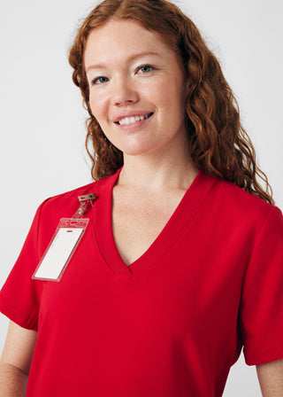 Red Forward 3-Pocket V-Neck Top Scrubs