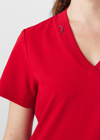 Red Forward 3-Pocket V-Neck Top Scrubs