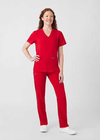 Red Forward 3-Pocket V-Neck Top Scrubs
