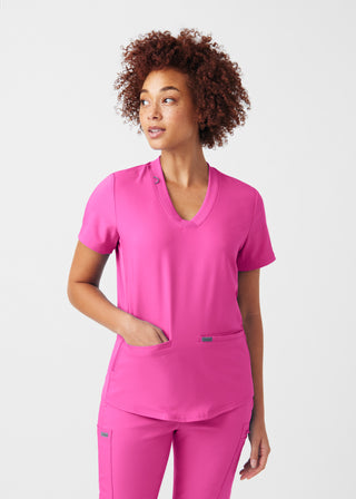 Rose Violet Forward 3-Pocket V-Neck Top Scrubs