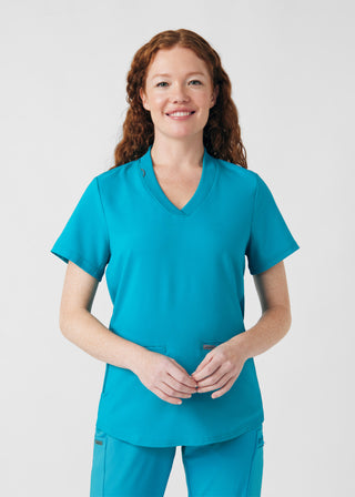 Teal Forward 3-Pocket V-Neck Top Scrubs