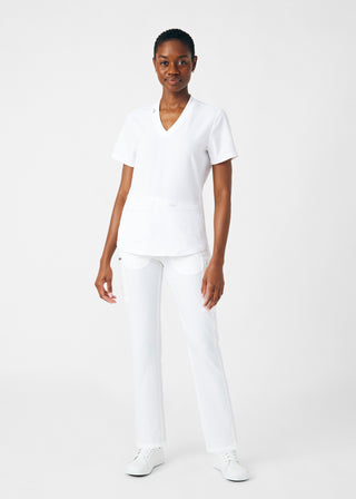 White Forward 3-Pocket V-Neck Top Scrubs