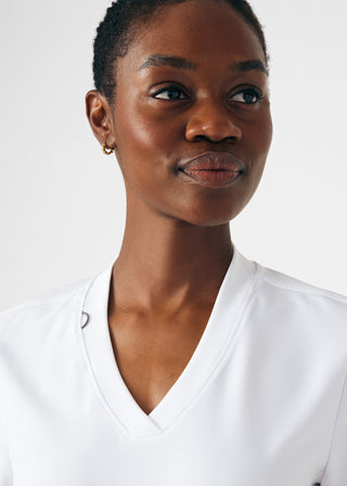 White Forward 3-Pocket V-Neck Top Scrubs