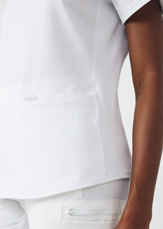 White Forward 3-Pocket V-Neck Top Scrubs