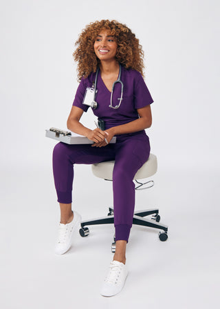 Eggplant Forward 2-Pocket V-Neck Top Scrubs