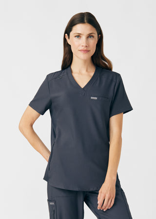 Pewter Forward 2-Pocket V-Neck Top Scrubs