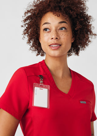 Red Forward 2-Pocket V-Neck Top Scrubs