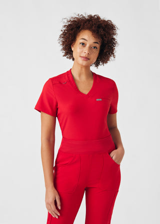 Red Forward 2-Pocket V-Neck Top Scrubs
