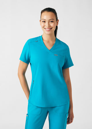 Teal Forward 2-Pocket V-Neck Top Scrubs