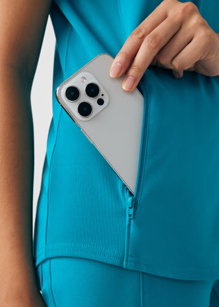 Teal Forward 2-Pocket V-Neck Top Scrubs