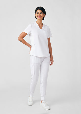 White Forward 2-Pocket V-Neck Top Scrubs