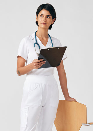 White Forward 2-Pocket V-Neck Top Scrubs