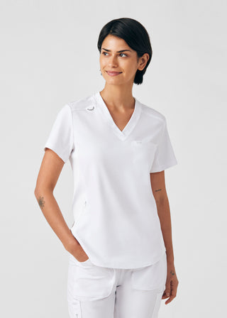 White Forward 2-Pocket V-Neck Top Scrubs
