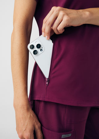 Wine Forward 2-Pocket V-Neck Top Scrubs