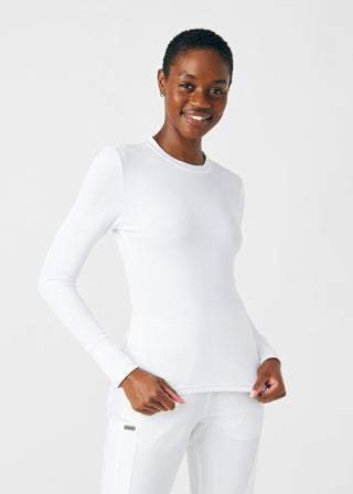 White Forward 1-Pocket Long-Sleeve Tee Scrubs