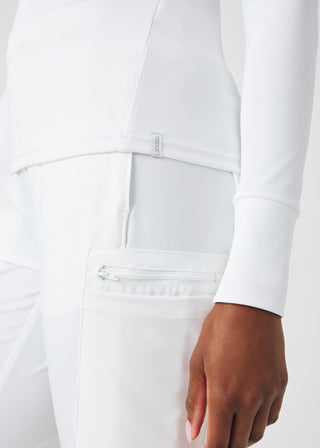 White Forward 1-Pocket Long-Sleeve Tee Scrubs