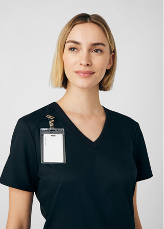 Black ProFlex 3-Pocket V-Neck Top Scrubs