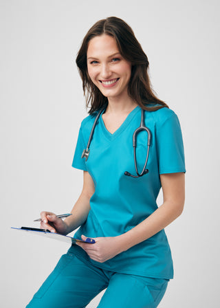 Teal ProFlex 3-Pocket V-Neck Top Scrubs