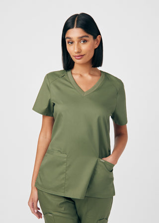 Olive Moss ProFlex 3-Pocket V-Neck Top Scrubs