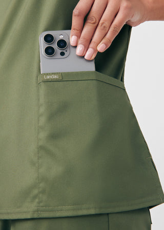 Olive Moss ProFlex 3-Pocket V-Neck Top Scrubs