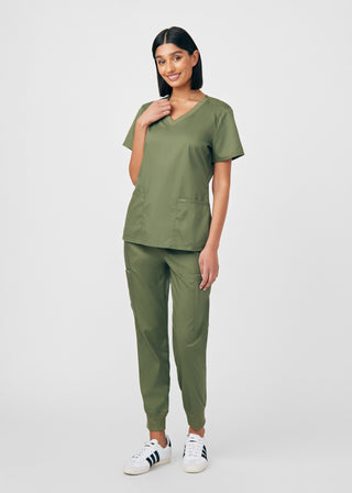 Olive Moss ProFlex 3-Pocket V-Neck Top Scrubs