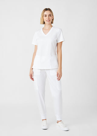 White ProFlex 3-Pocket V-Neck Top Scrubs