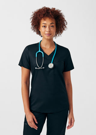Black ProFlex 2-Pocket V-Neck Top Scrubs