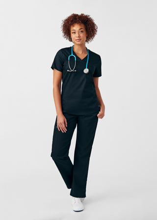 Black ProFlex 2-Pocket V-Neck Top Scrubs