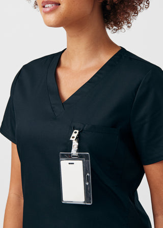 Black ProFlex 2-Pocket V-Neck Top Scrubs
