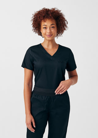 Black ProFlex 2-Pocket V-Neck Top Scrubs