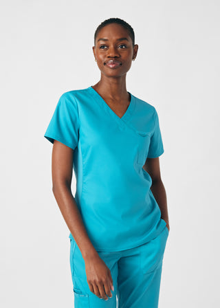 Teal ProFlex 2-Pocket V-Neck Top Scrubs