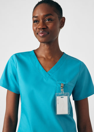 Teal ProFlex 2-Pocket V-Neck Top Scrubs