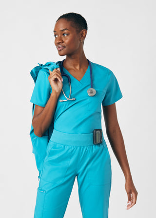 Teal ProFlex 2-Pocket V-Neck Top Scrubs