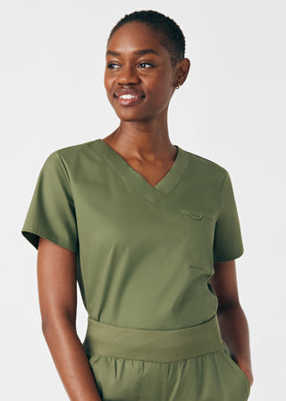 Olive Moss ProFlex 2-Pocket V-Neck Top Scrubs