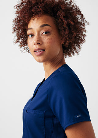 True Navy ProFlex 2-Pocket V-Neck Top Scrubs