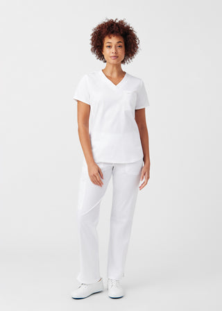 White ProFlex 2-Pocket V-Neck Top Scrubs