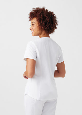 White ProFlex 2-Pocket V-Neck Top Scrubs