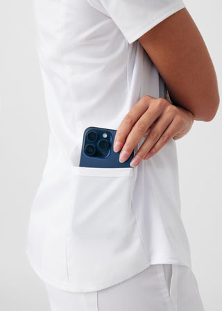 White ProFlex 2-Pocket V-Neck Top Scrubs