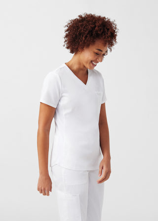 White ProFlex 2-Pocket V-Neck Top Scrubs