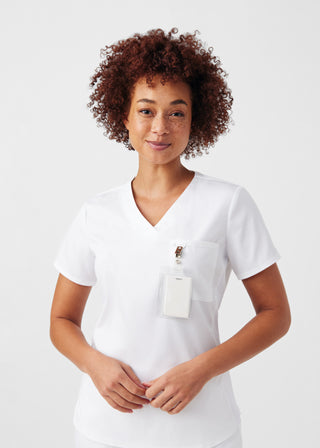 White ProFlex 2-Pocket V-Neck Top Scrubs