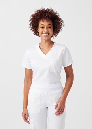 White ProFlex 2-Pocket V-Neck Top Scrubs