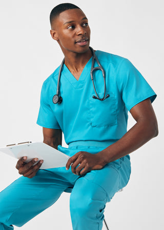 Teal ProFlex 2-Pocket V-Neck Top Scrubs