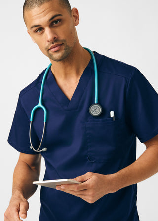 True Navy ProFlex 2-Pocket V-Neck Top Scrubs