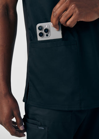 Black ProFlex 4-Pocket V-Neck Top Scrubs