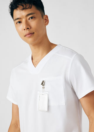 White ProFlex 4-Pocket V-Neck Top Scrubs